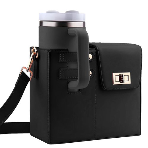 Outdoor Stanley Cup Purse, Crossbody Stanley Holder Water Bottle Bag for Tumbler with Adjustable Shoulder Strap（No Cup）