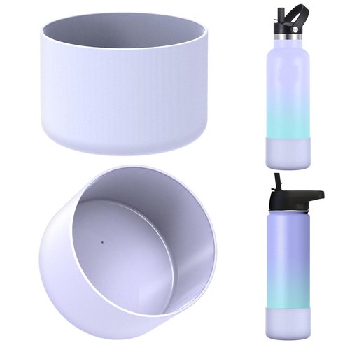 Linkidea 2 Pack Water Bottle Boot Compatible with Iron °Flask Wide/Narrow Mouth 12oz/14oz/16oz/18oz/20oz/22oz/24oz, Silicone Bottle Bottom Sleeve Cover Bumper Protector (Fog)