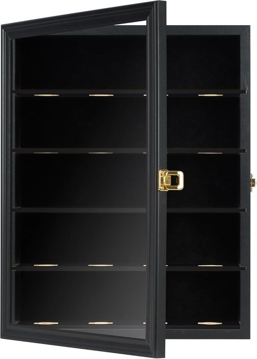 Hockey Puck Display Case Baseball Display Wall Cabinet Acrylic Door Pro 98% UV Protection Pucks not inlcuded, Great for Sport Memorabilia Display