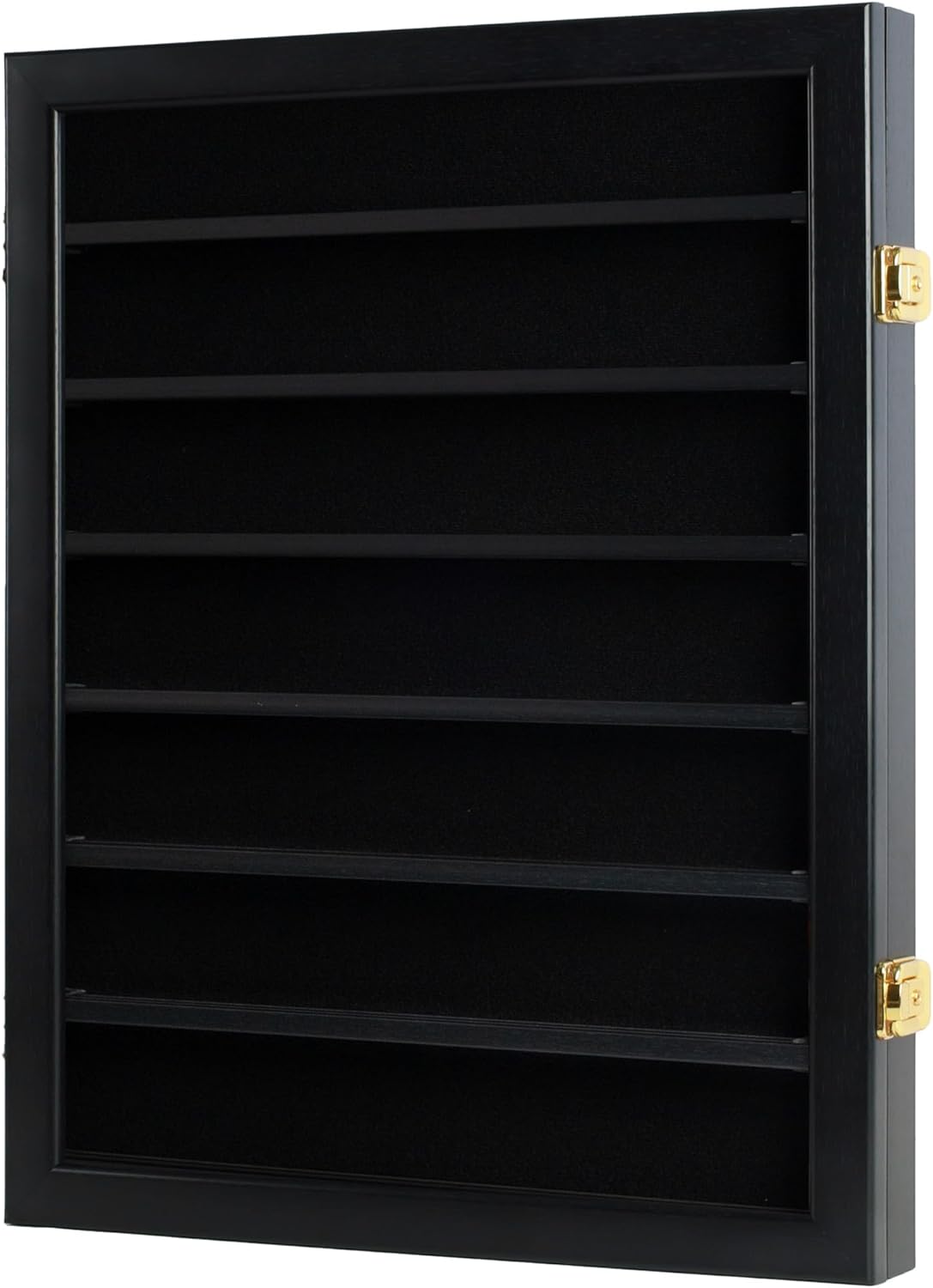 Military Challenge Coin Display Case - Wall Mount Cabinet for Coins & Poker Chips, 17.5x14 Black Frame