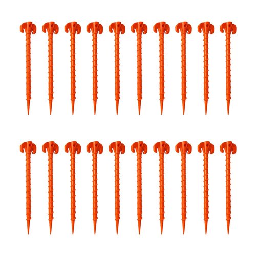 Beach Tent Stakes Canopy Anchors Canopy Stakes Heavy Duty Screw Shape 10 inch - 20 Pack Orange