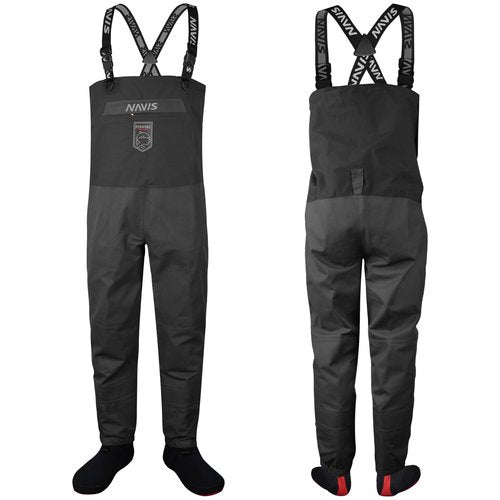 NAVIS MARINE Men's Stockingfoot Fishing Chest Waders-Breathable 4-Layer Waterproof Bib Pants with Reflective Elements(Black, XX-Large)