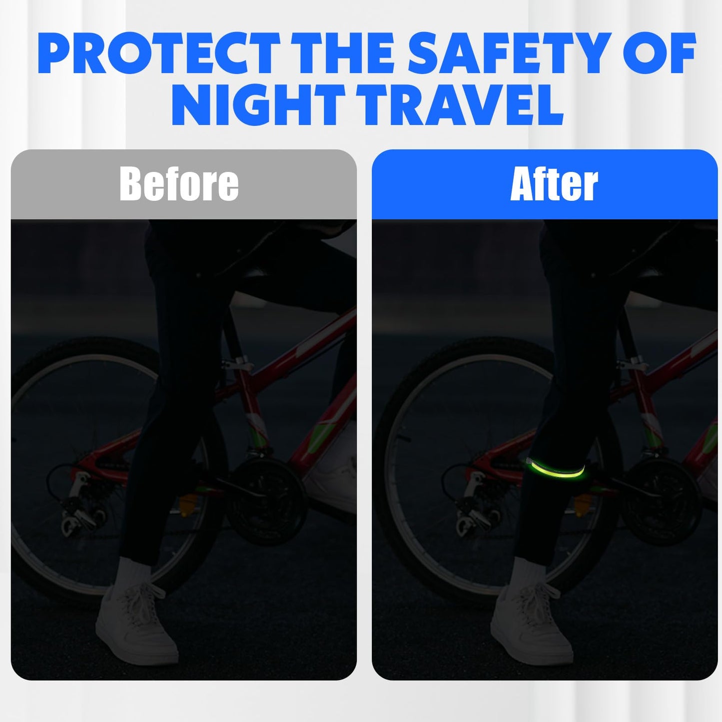 AOZUO 4pcs High Reflective Cycling Trousers Clips, Safety Bicycle Elastic Ankle Bands Pant Leg Cuff Wrap Clip Reflective Gear Accessories for Riding Fishing Outdoor Recreation(Fluorescent Green)