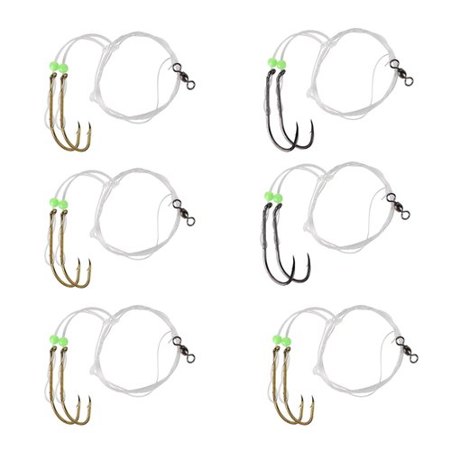 Eupheng High Low Saltwater Fishing Rigs Circle Hook/Bait Holder Hooks, Size #1/0#3/0#5/0 Hand Tied Hi/Lo Rigs for Fluke Snapper Croaker Sea Trout Tautog Pompano