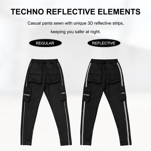 MECH-ENG Men's Workout Tapered Jogger Pants Casual Hip Hop Cargo Pants Punk Streetwear Sweatpants(Black X-Small)
