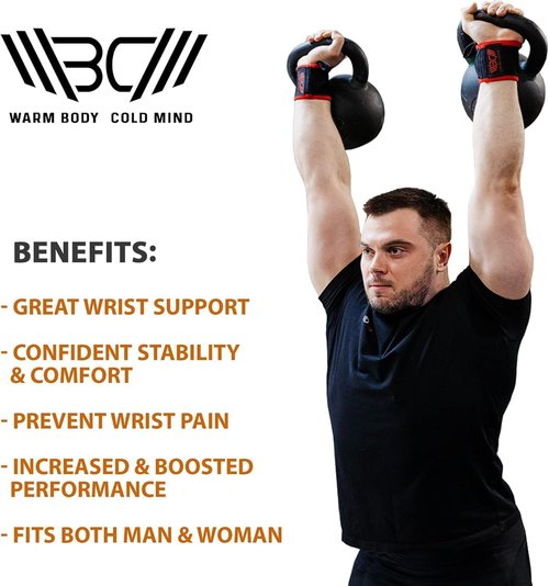 WARM BODY COLD MIND - Weightlifting Wrist Wraps for Cross Training, Powerlifting, Deadlift, Gym, Workout, Exercises & Fitness, Premium, Heavy-Duty Wrist Support, Thumb Loop (12" Black)