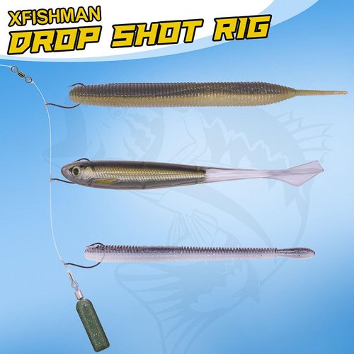 XFISHMAN Drop-Shot-Hooks-for-Bass-Fishing-Split-Shot-Dropshot-Hook-50 Pack (Black, #2)