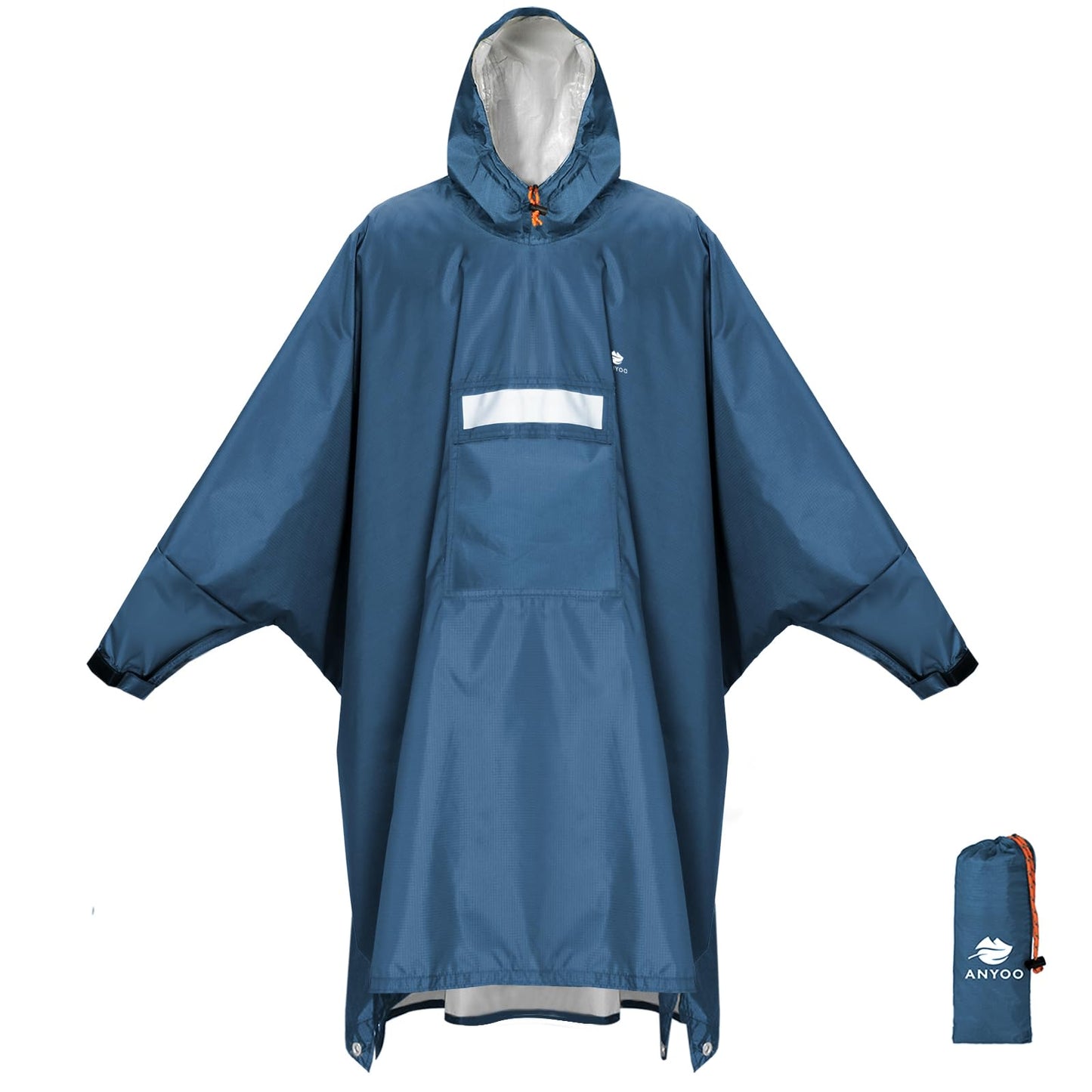 ANYOO Hooded Rain Poncho for Adults with Pocket, Waterproof Lightweight Rain Coats for Men Women Reusable Rain Jacket for Emergency Camping Outdoor Activities
