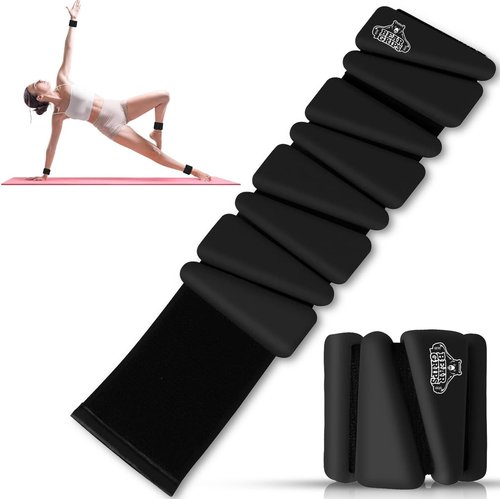 Bear Grips Wrist and Ankle Weight - Resistance Home Gym Equipment Workout Straps for Men and Women - Workout Equipment Wearable Weights Adjustable Dumbbells for Yoga, Walking, Pilates (Black, 2LB)