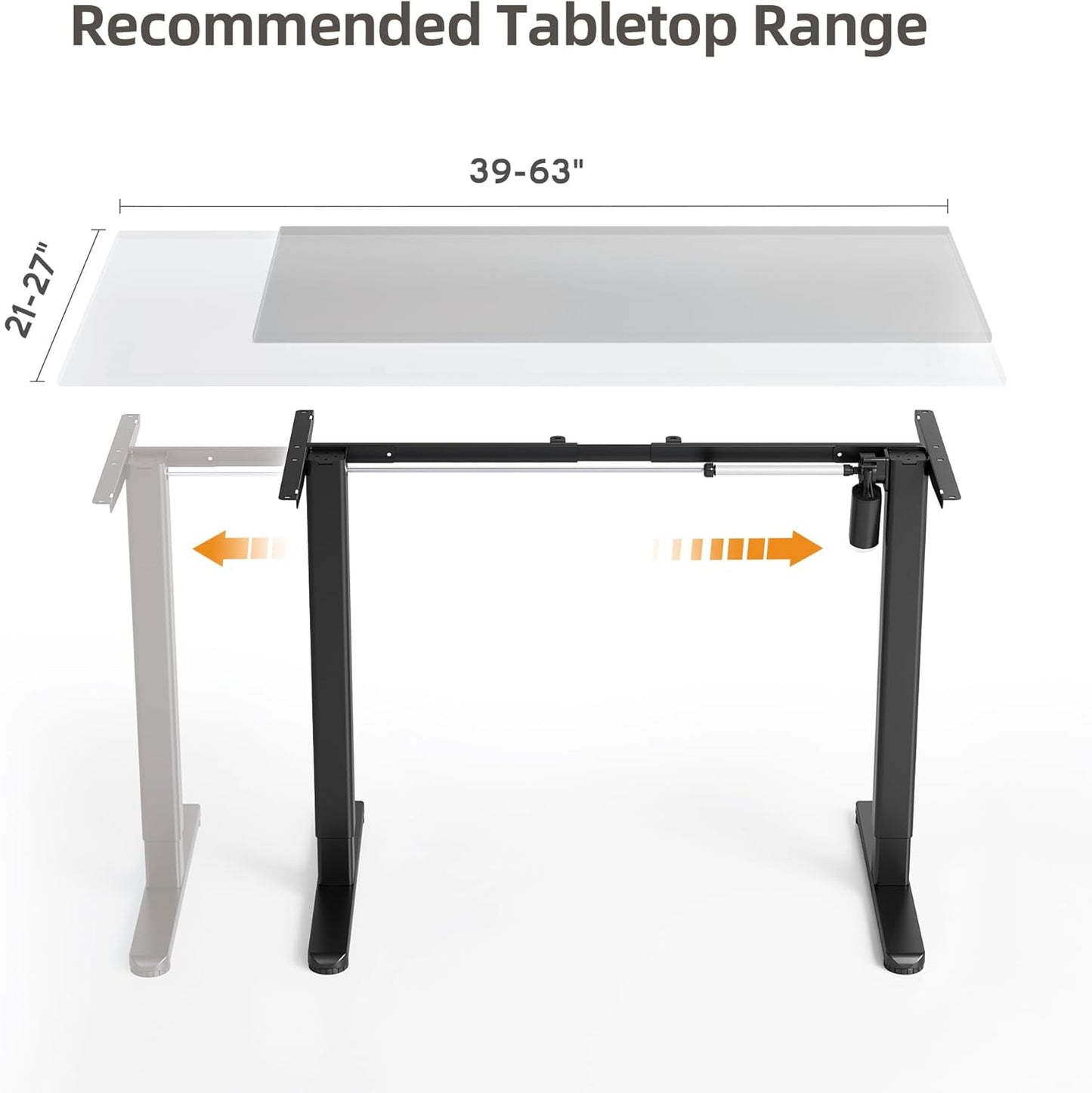 Claiks Standing Desk Frame, Electric Stand Up Desk Legs Frame Workstation Up to 63",T-Shaped Adjustable Standing Computer Desk for Home and Office, (Black Frame only)