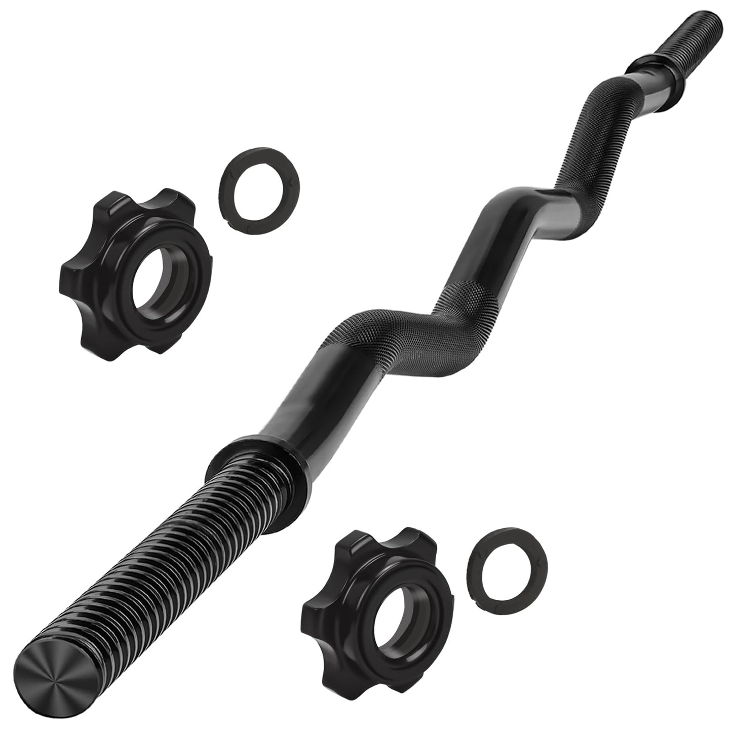 47" EZ Curl Bar Weight Lifting Bar 1-inch Curling Bars for Weight lifting with 2 Star Collars Star-nuts (220lb Weight Capacity) for Hip Thrusts Squats Lunges for Gym and Home