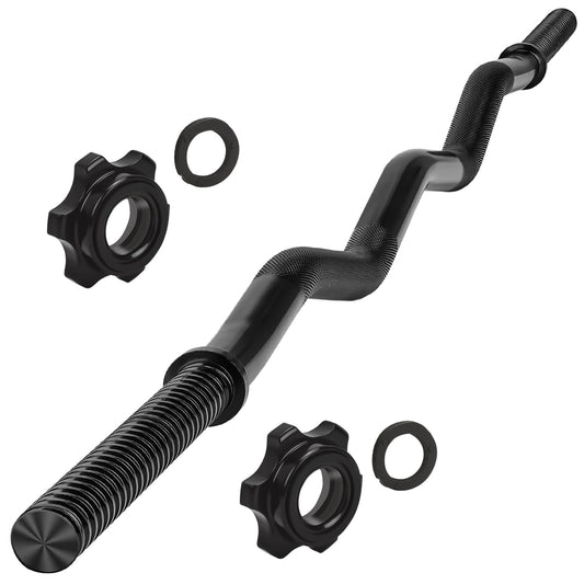 47" EZ Curl Bar Weight Lifting Bar 1-inch Curling Bars for Weight lifting with 2 Star Collars Star-nuts (220lb Weight Capacity) for Hip Thrusts Squats Lunges for Gym and Home