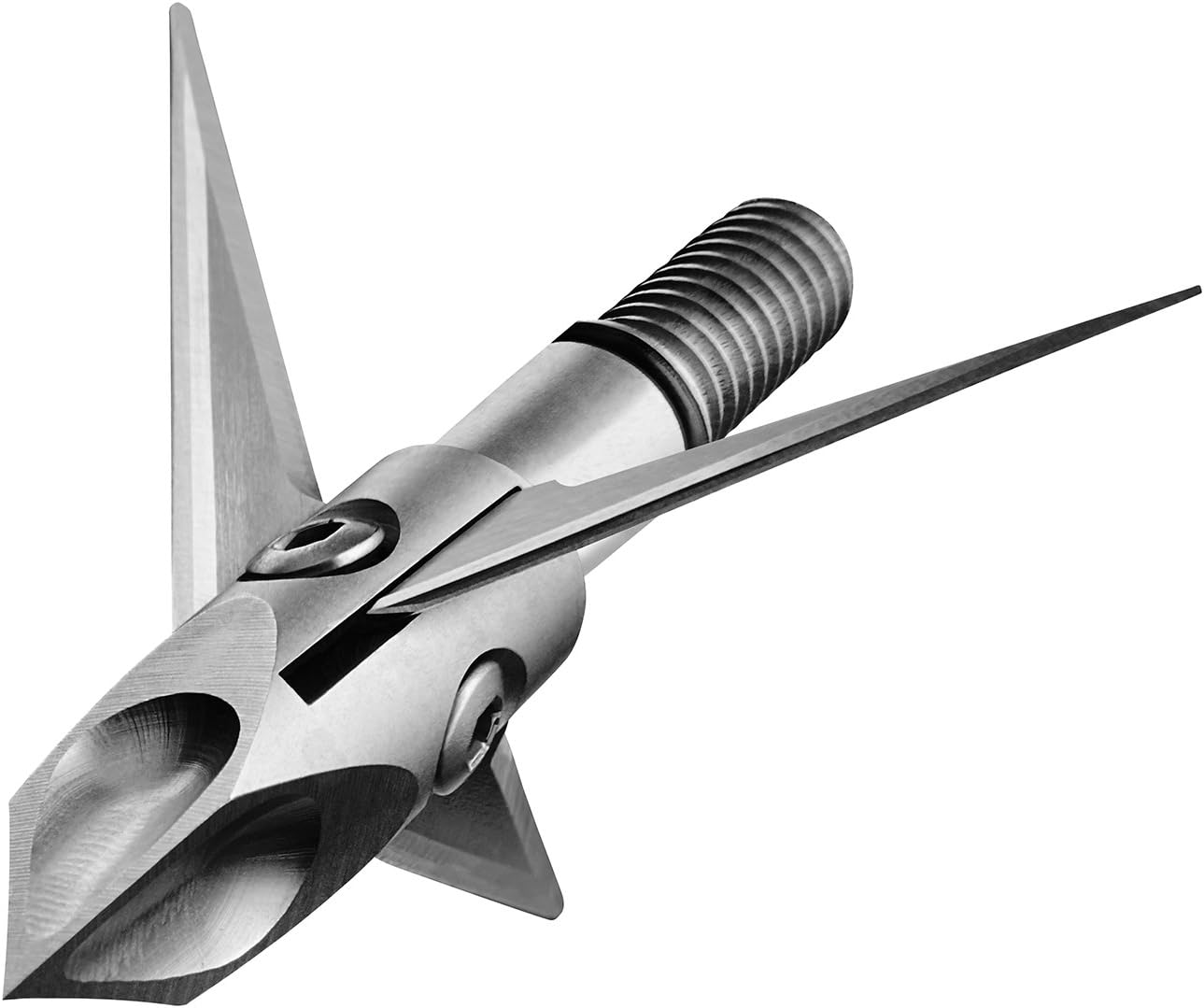 Crossbow Broadheads | 3 Pack | 100 Grain Screw-In Cross Bow Hydroschok-X Pivoting Broadhead, Cross Bow Arrow Heads, Bow Hunting Accessories, 0.032”, Stainless Steel, Silver, Model: RAM100CB