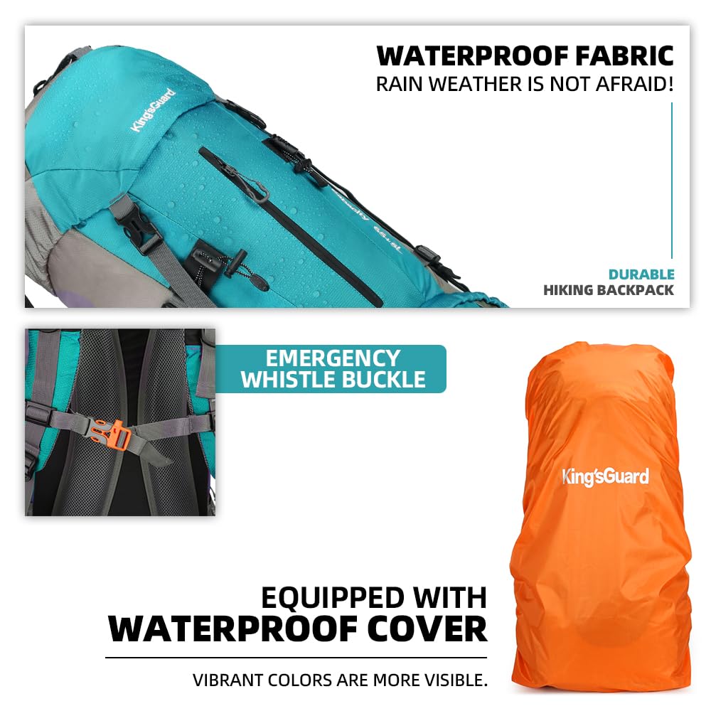 HongXingHai 70L Camping Hiking Backpack with Rain Cover Waterproof Backpacking Backpack for Hiking Treeking Climbing Outdoor (Lack Blue)