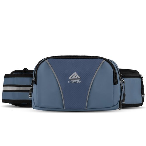 HTZPLOO Fanny Pack for Men Women Waist Bag with Water Bottle Holder for Hiking, Travel,Dog Walking, Workout (Dark Blue)