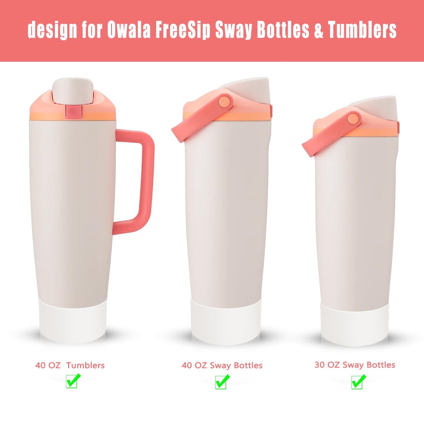 2Pcs Silicone Boot for Owala 30oz & 40oz FreeSip Sway Bottles & Tumblers, Accessories for Owala - Transparent