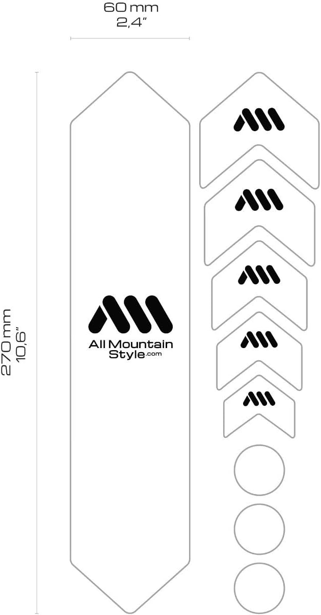 All Mountain Style Bike Frame Protector Universal Fit - 9-Piece Set for Down Tube, Chainstay, Cable Wear, High-Impact Honeycomb PVC to Protect Your Bike from Scratches, Chips and Dings