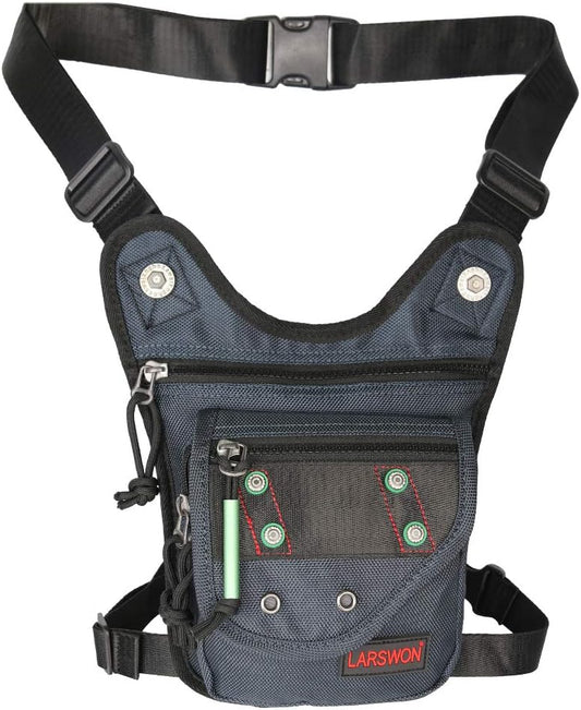 Thigh Pack, Leg Bag, Larswon Tactical Fanny Pack Hiking Bag Leg Pouch Black