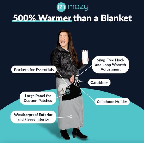 Mozy Tall | The Wearable Thermal Wrap for The Outdoors | 2" Inches Taller | Black