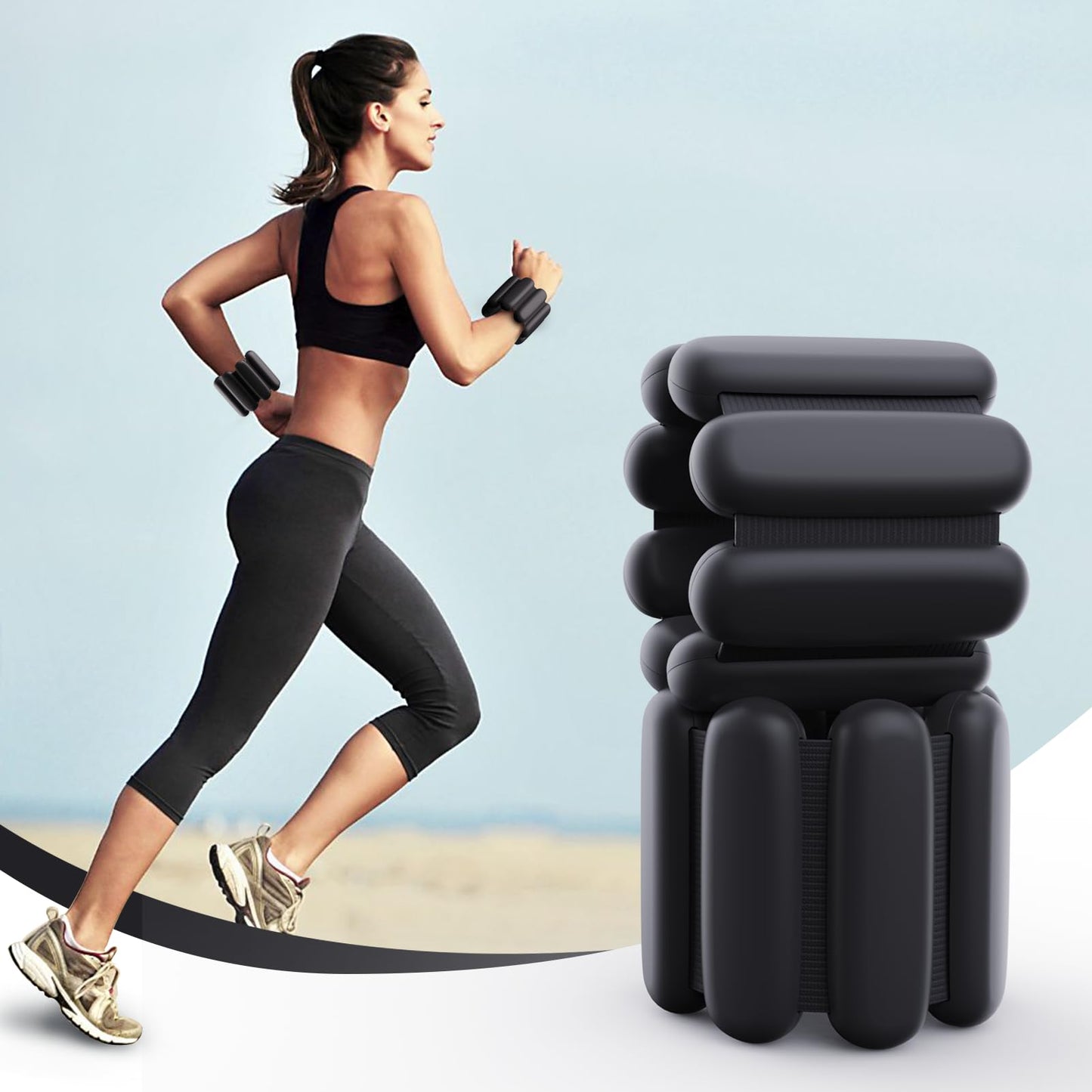 Ankle weights for women wrist weight: Adjustable ankle & wrist weights 2lbs(1lb each) for Pilates & Yoga exercise - Hand & Leg weights for women at home (Black, small)