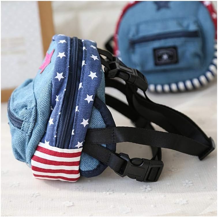 Stock Show Pet Cartoon Backpack Harness with Leash, Puppy Cute Animal Back Pack Saddle Bags with Lead for Dog Outdoor Training Walking, Blue