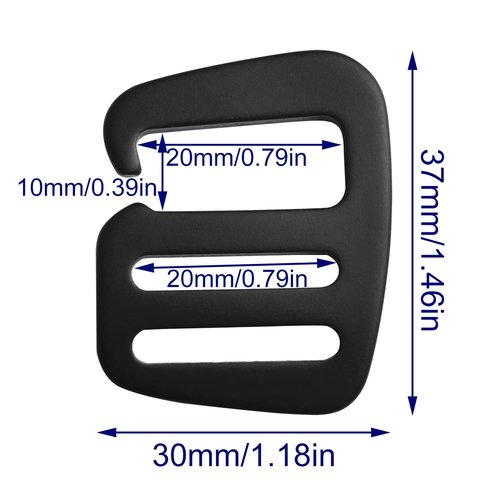 LUORNG 8PCS 20mm Black G-Hook Wave Buckles Backpack Strap Belt Hardware Carabiners Hook Adjustable Buckles Backpack Luggage Strap Webbing Outdoor Webbing Buckle Clips