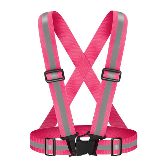 Fepdiu High Visibility Reflective Vest Safety Vest Running Reflective Gear Adjustable Reflective Vest for Walking,Jogging,Hiking,Night Cycling (Pink)