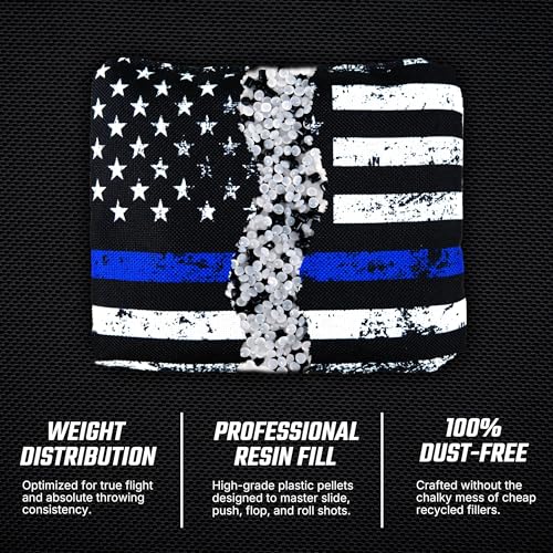 American Heroes Cornhole Bags Set of 8 - Regulation Size & Weight - Blue/Red Line