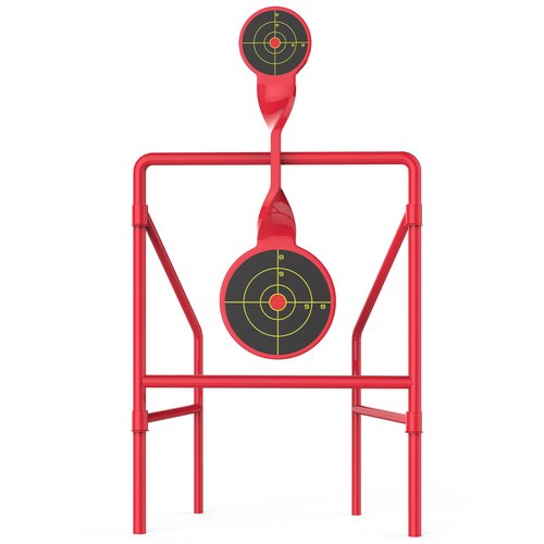 Metal Hunting Rifle Targets – Double Blast Spinner Shooting Target with 2.8" & 4.5" Spinners, Ideal for 22/9mm Pistol Practice – Includes 50 High-Visibility Bullseye Splatter Paper Targets