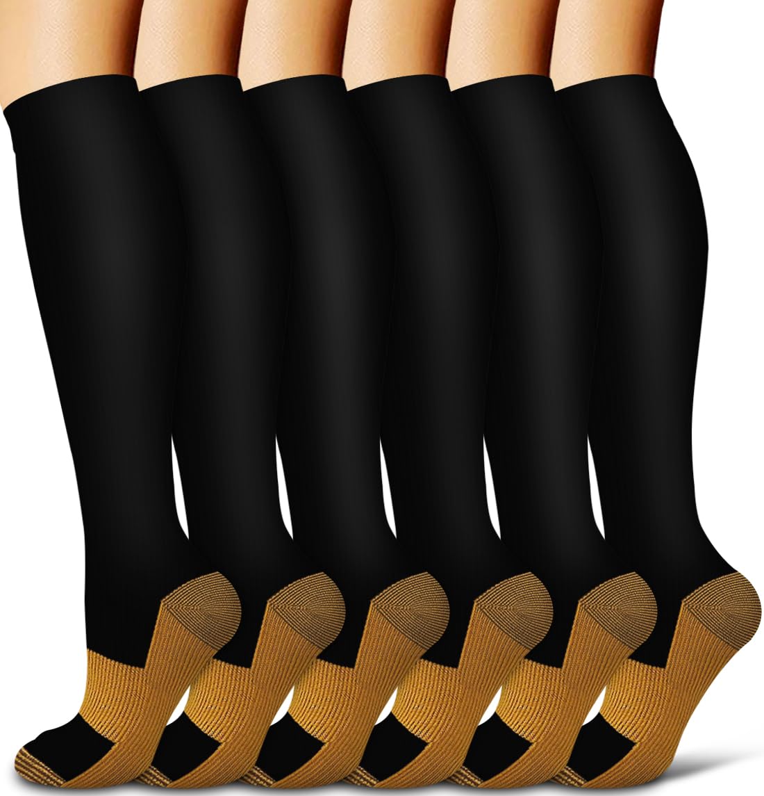COOLOVER Copper Compression Socks for Women and Men(6 Pairs)-Best Support for Running, Athletic, Travel