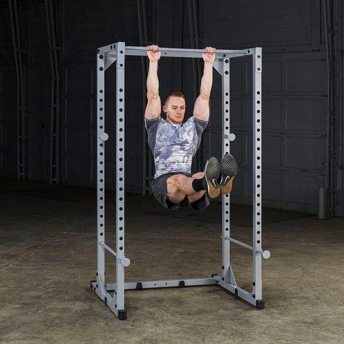 Body-Solid Powerline Adjustable Power Rack - 18-Level Strength Training Heavy-Duty Steel Frame with Safety Rods and Chin-Up Bar for Home Gym, Silver