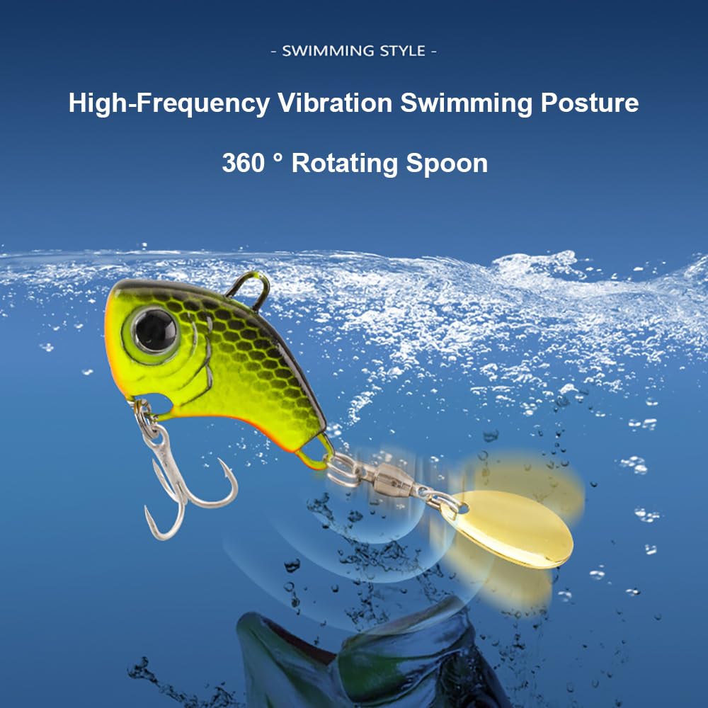 FANGBLUE Metal Fishing Spoons 1/4oz Long Cast Bait Fishing Jigs Set Hard Swimbait Spinner Blade Lures for Bass Trout Pike (5pcs 7g)