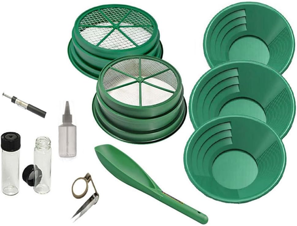 SE Gold Panning Kit - Complete Prospecting Set with Pans, Sieves, and More - Ideal for Beginners, Enthusiasts, Hobbists (GP5-KIT107)