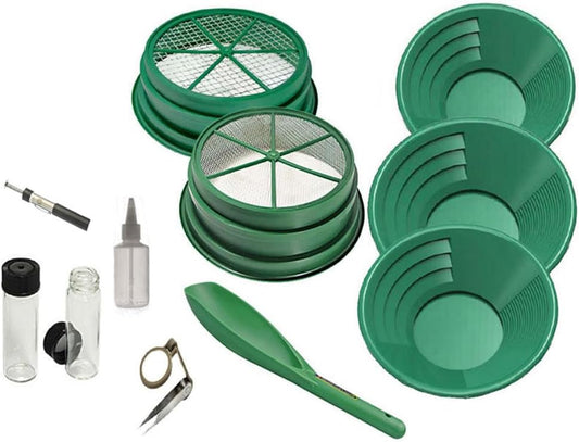 SE Gold Panning Kit - Complete Prospecting Set with Pans, Sieves, and More - Ideal for Beginners, Enthusiasts, Hobbists (GP5-KIT107)