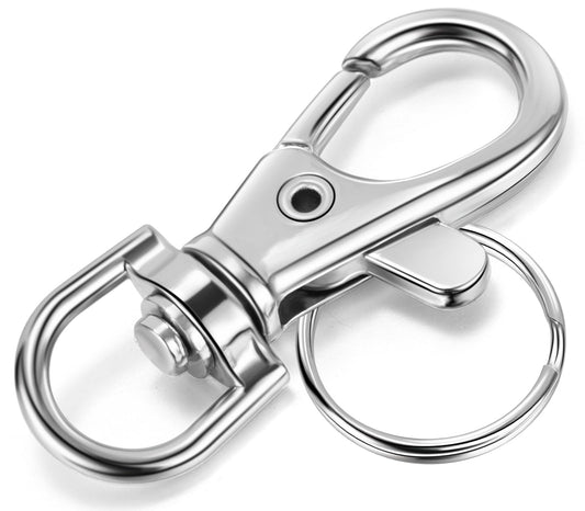 YHYZ Keychain Key Chain Rings Clips Swivel Bulk (Sliver), Swivel Lanyard Snap Hooks X 8pcs with 8pcs Rings, Small Lobster Claw Clasp, for Keychain Crafts Resin Projects Making, Lanyard, Bag, Purse,Tag