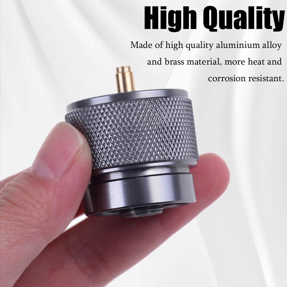 2PCS Camping Stove Adapter Silver Propane Canister Converter Propane Small Tank Input EN417 Lindal Valve Output Propane to Butane Adapter Camp Fuel Adapter for Outdoor Backpack Hiking