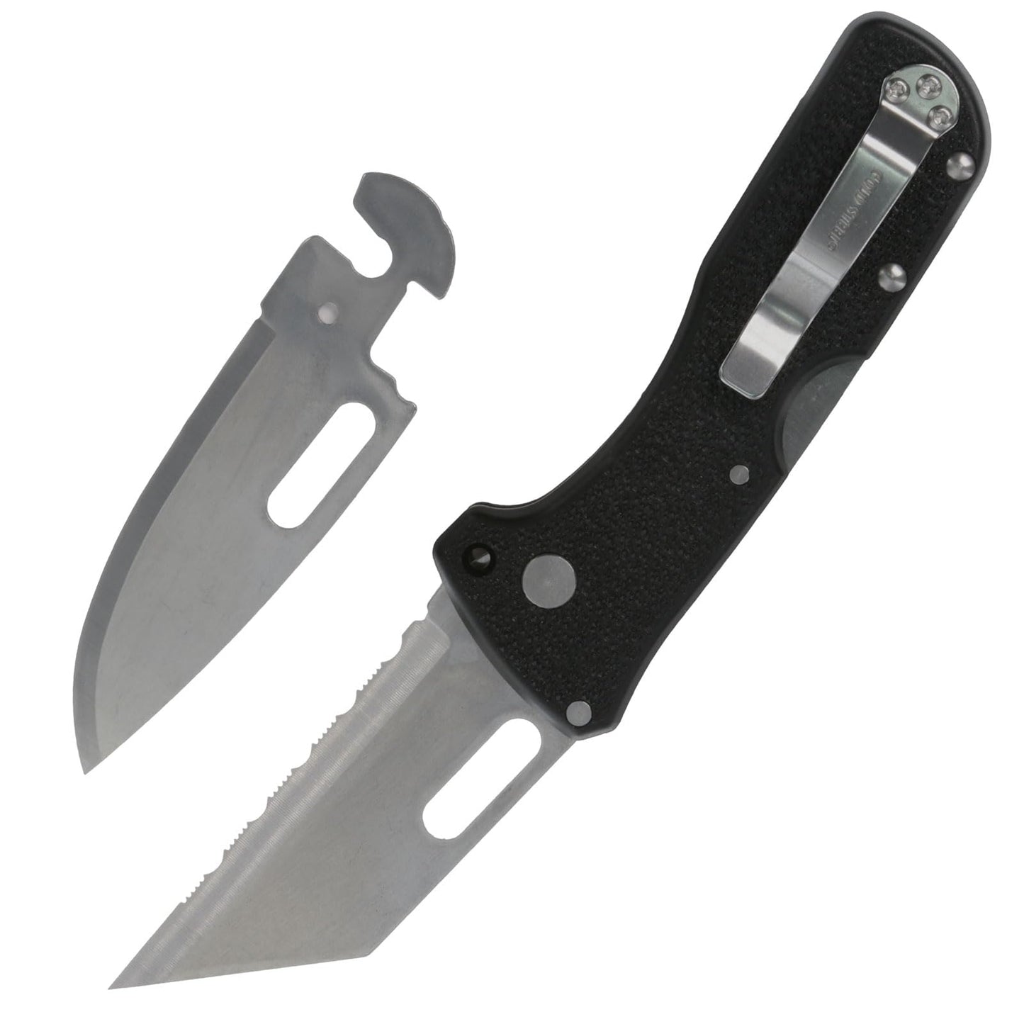 Cold Steel Click N Cut Folder Durable Hunting & Hiking Steel 5 Oz Compact 7" Long Folding Knife with Strong Lock & 2 Interchangeable Blades - Blister Package