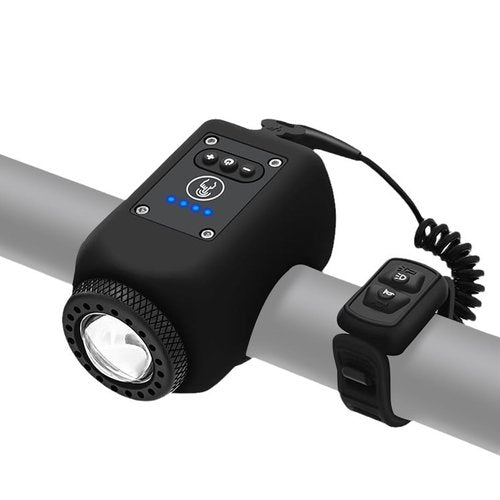 Electric Bike Horn Bike Light 2 in 1, Bicycle Horn Bell with Wide Angle Floodlight, IPX5 Waterproof with USB Rechargeable, 110db Loud Alarm(Black)