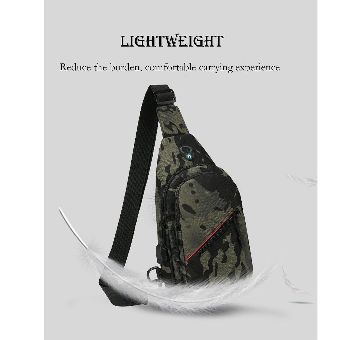 JENAGREEN Small Crossbody Sling Backpack Sling Chest Bag，Adjustable Cross Body Bag Chest Shoulder Bag Daypack Fanny Pack for Travel Hiking