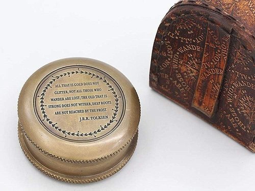 Engraved Solid Brass Compass with Leather Case – Vintage Gift for Travelers & Adventurers