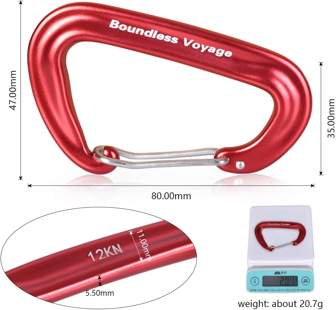 iBasingo Aluminum Alloy Carabiner Clips 12KN Keychain BV1026