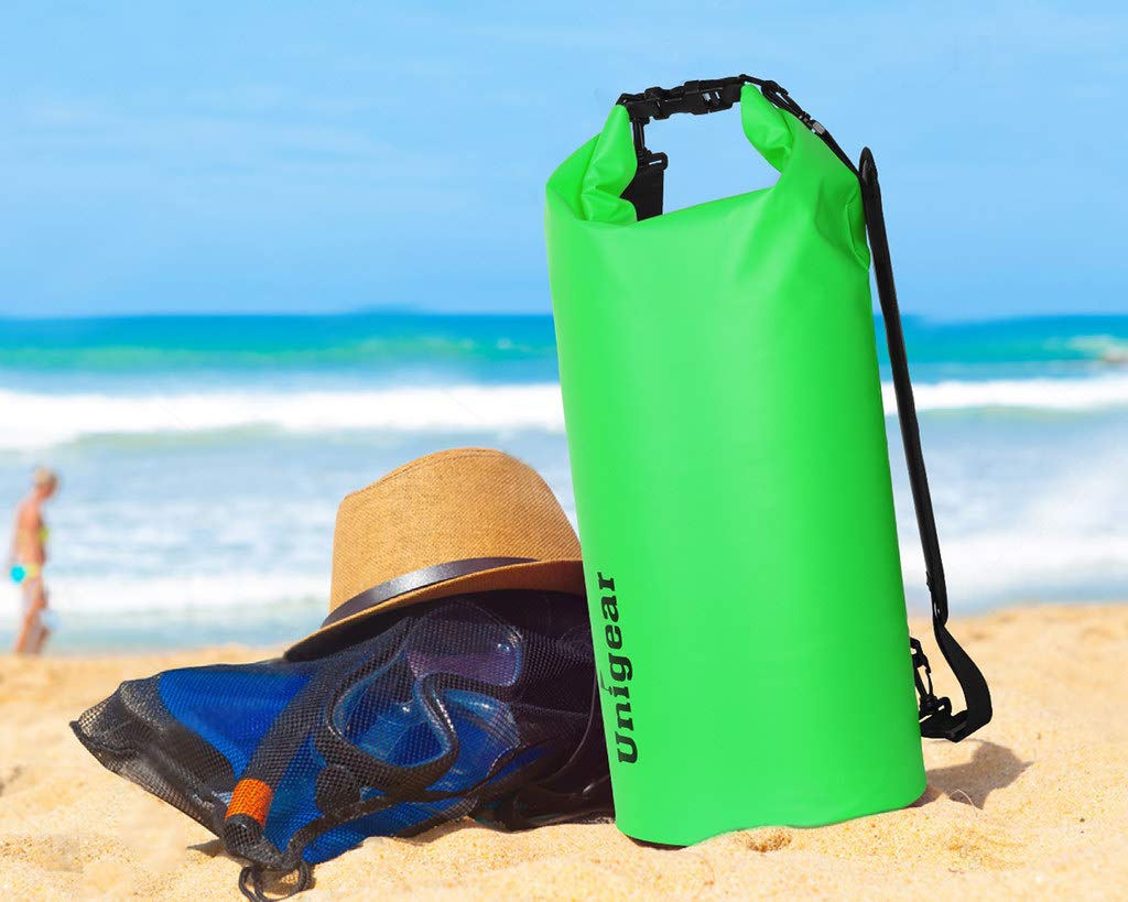 Unigear Dry Bag Waterproof, Floating and Lightweight Bags for Kayaking, Boating, Fishing, Swimming and Camping with Waterproof Phone Case (Green, 5L)