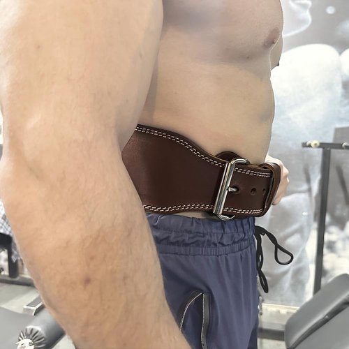 Victorbudo USA Spartan Weight Lifting Belt (5mm Thick) - Genuine Leather Lifting Belt Gym for Men & Women - Functional Workout Belt - Gym Belt for Weightlifting, Powerlifting, Squat & Deadlift - Adjustable Weightlifting Belt (Brown, Medium (47" Length))