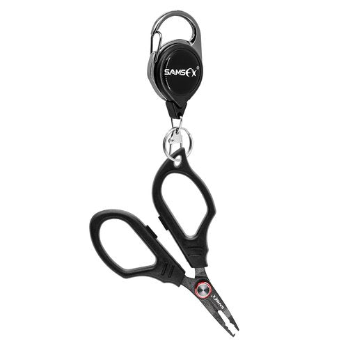 SAMSFX Fishing Braid Scissors, Snip Braided Line Cutter Saltwater and Freshwater, Serrated Shears with Retractor Scissors & Open Split Rings Function