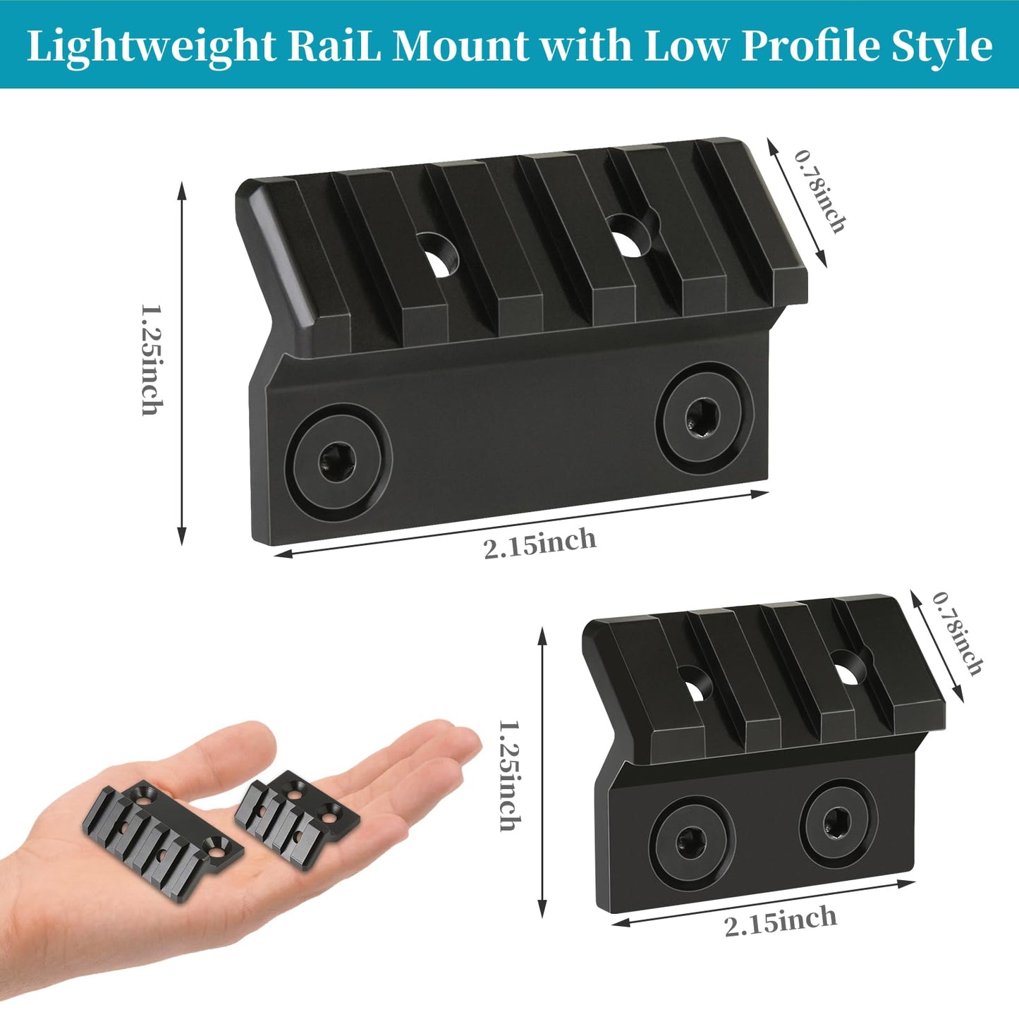 Karatgold 45 Degree Offset Single Picatinny Rail Mount, 3 Slot+5 Slot