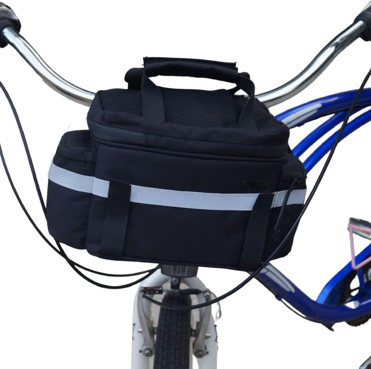 BiKase Big Momma Bike Trunk Bag - Universal Fit Medium Rear Rack Bag with Side Pockets, Top Bungee, Mesh Pocket, Key Holder & Reflective Accents - Spacious Bicycle Rack Bag for Ebikes & Bicycles
