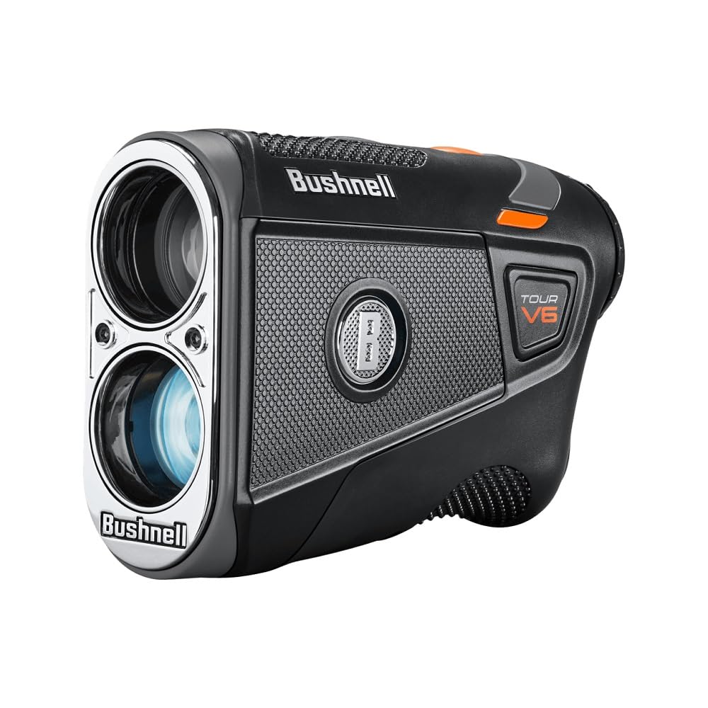 Bushnell Golf Tour V6 Laser Rangefinder Patriot Pack, Visual Jolt Flag Locking, Magnetic Mount, 1300 Yard Range 6X Magnification
