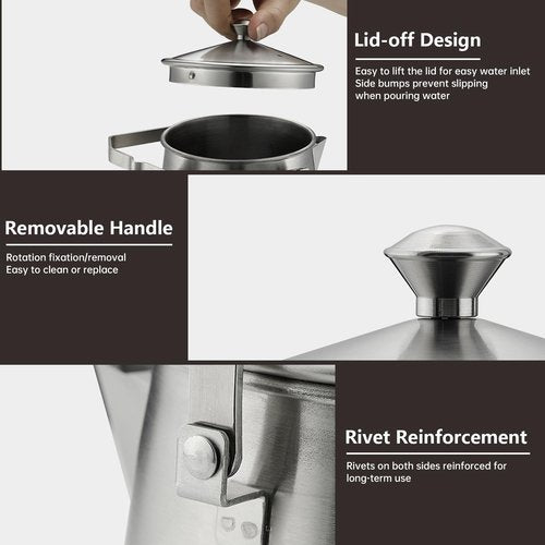 Campingmoon Camping Kettle Camp Tea Kettle Campfire Kettle for Open Fire Stainless Steel outdoor Camping Coffee Tea Pot for Boiling Water 1.5L
