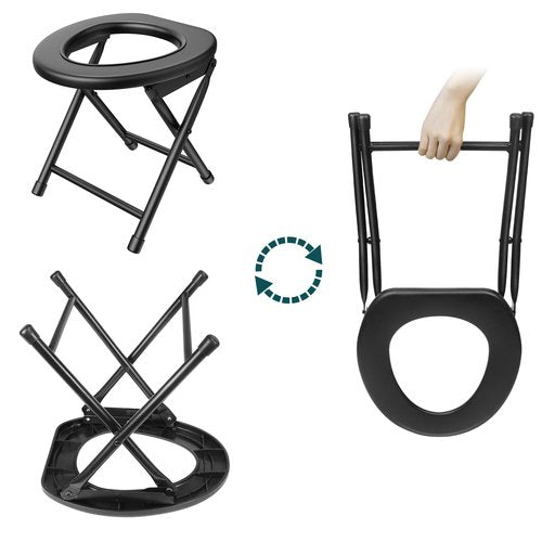 BLIKA Portable Toilet for Camping & Travel - 300LBS Weight Capacity, Folding Toilet with Removable Plastic Ring and Bags