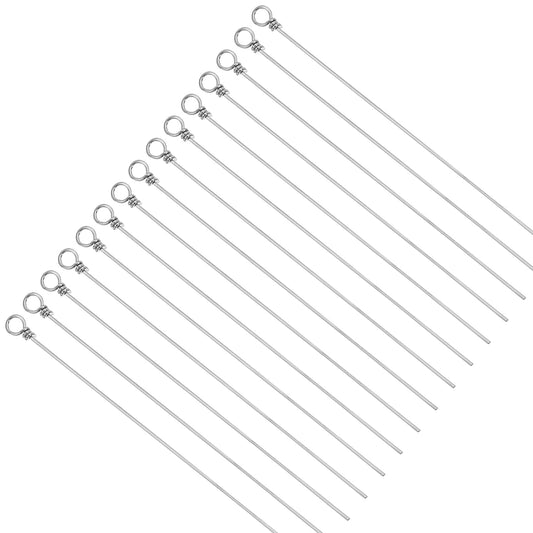 100 Pack Fishing Wire Spinner Baits, Stainless Steel Looped Shaft for Lure Making Supplies - Freshwater Bass Trout Walleye Salmon Catfish
